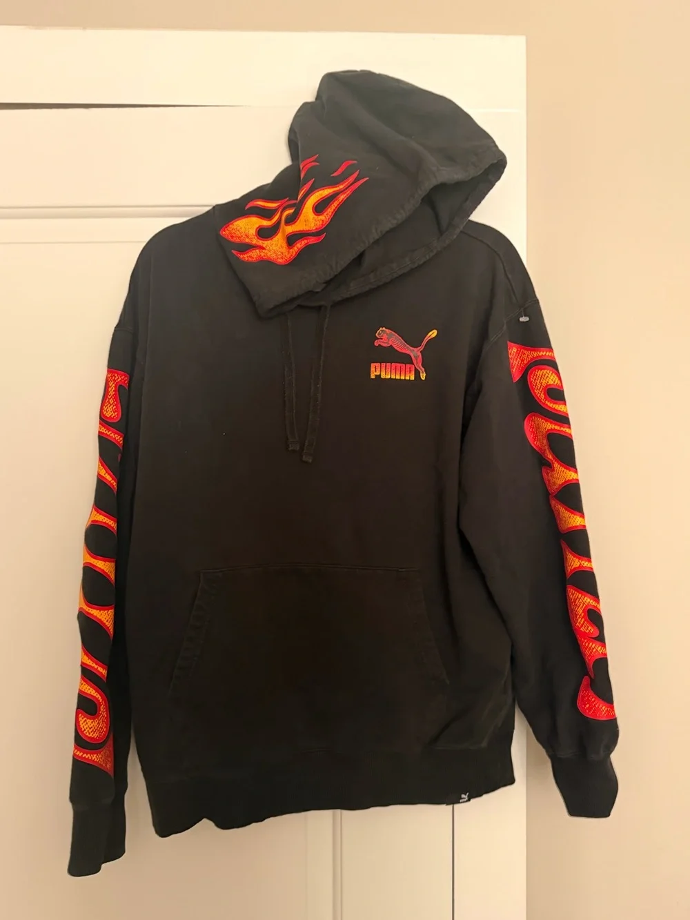 Puma Way 1 Hoodie Sweatshirt Men Size M Black Red Fire Flames Formula 1 Racing M